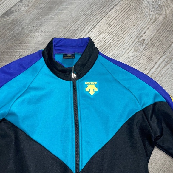 Vintage Descente Cycling reflective bicycle jacket full zip black teal purple m - Picture 3 of 8